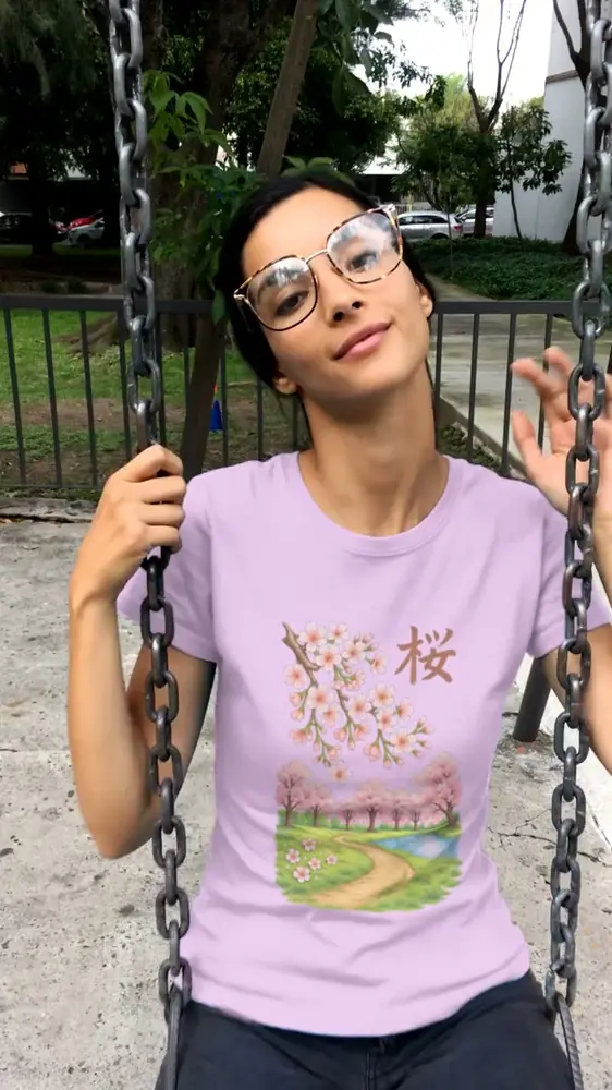 Camiseta unisex — flores de cerezo primaverales — Vídeo