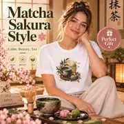 T-shirt unisexe — pause thé au matcha et pâtisseries wagashi — Photo 5 sur 14