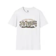Camiseta unisex — frase «Live With No Regrets» con montañas nevadas — Foto 1 de 11
