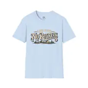 Camiseta unisex — frase «Live With No Regrets» con montañas nevadas — Foto 8 de 11