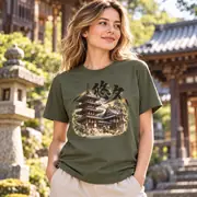 筆文字の「悠久」と五重塔の寺 ユニセックスTシャツ — 写真 2 / 18