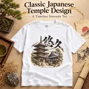筆文字の「悠久」と五重塔の寺 ユニセックスTシャツ — 写真 4 / 18