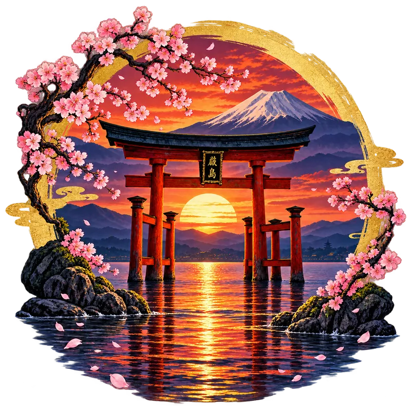 T-shirt torii au crépuscule