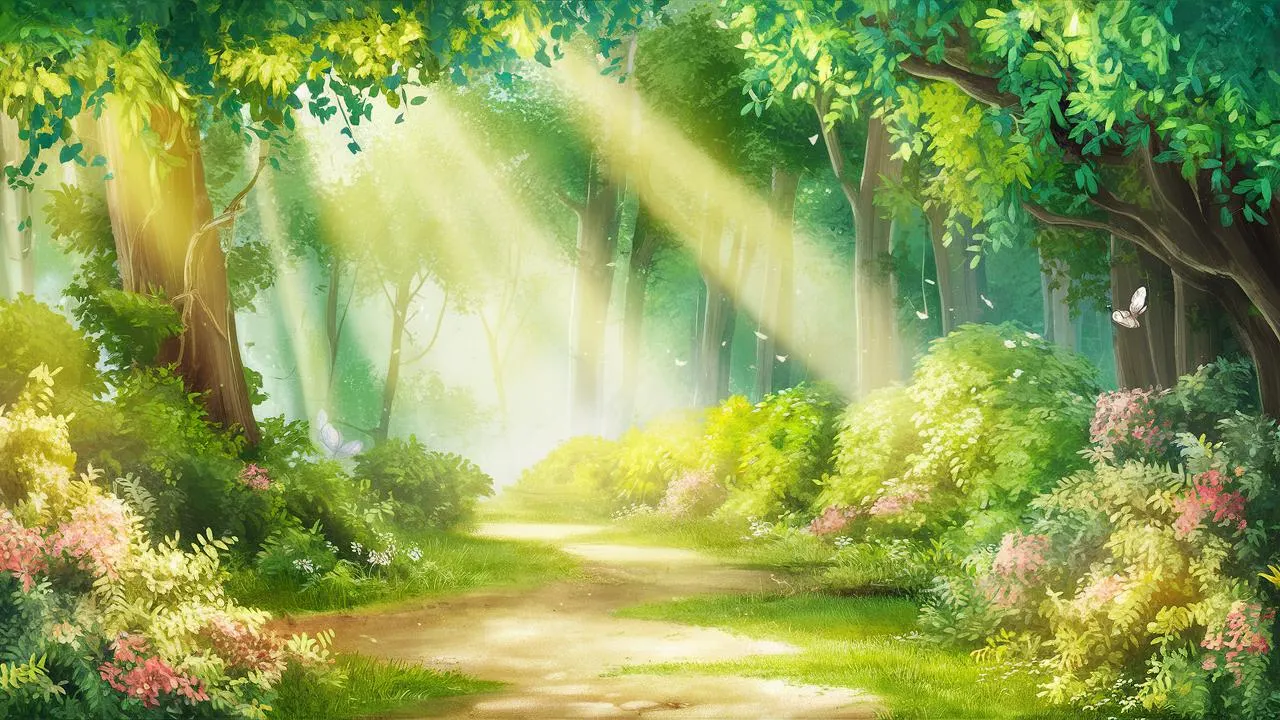 Banner de la tienda DXDepartmentStore: un bosque iluminado por el sol